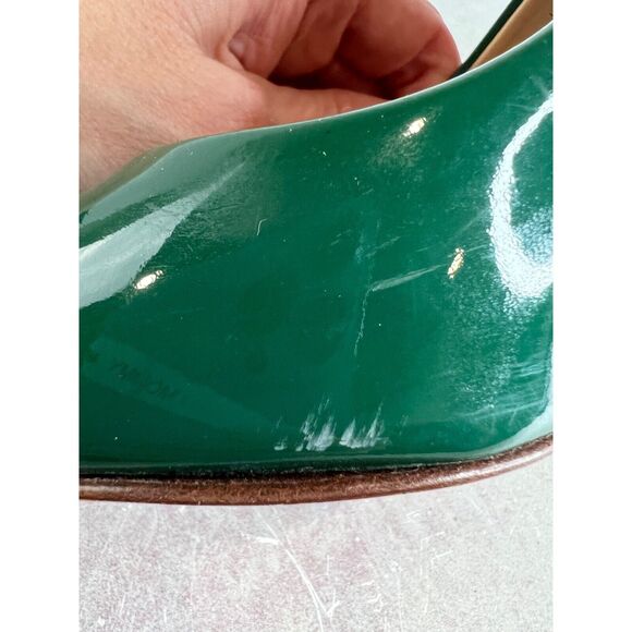 J. Crew Factory Green Heels with Light Green Toe Cap - Picture 15 of 16